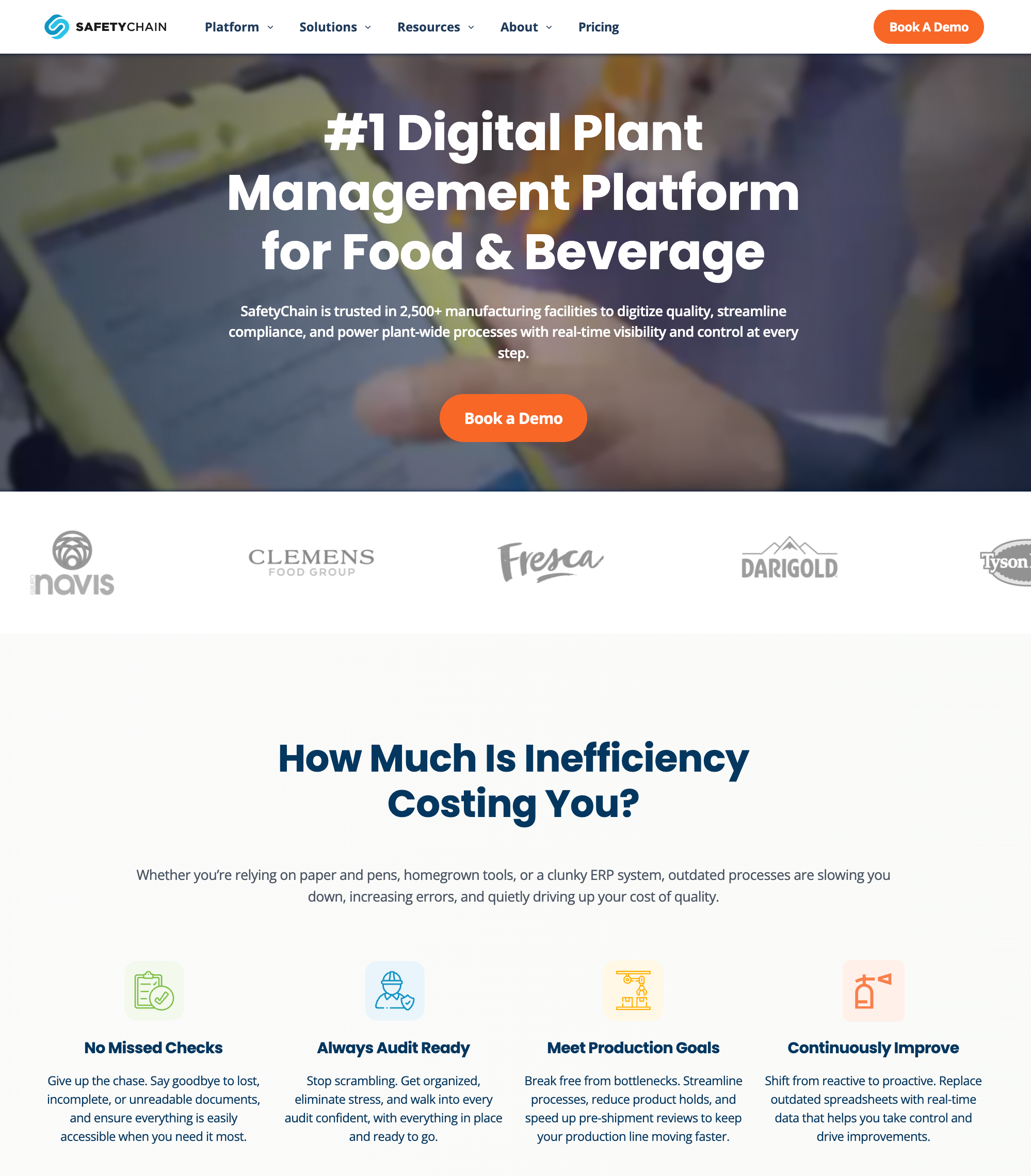 SafetyChain enterprise marketing homepage with modular component system
